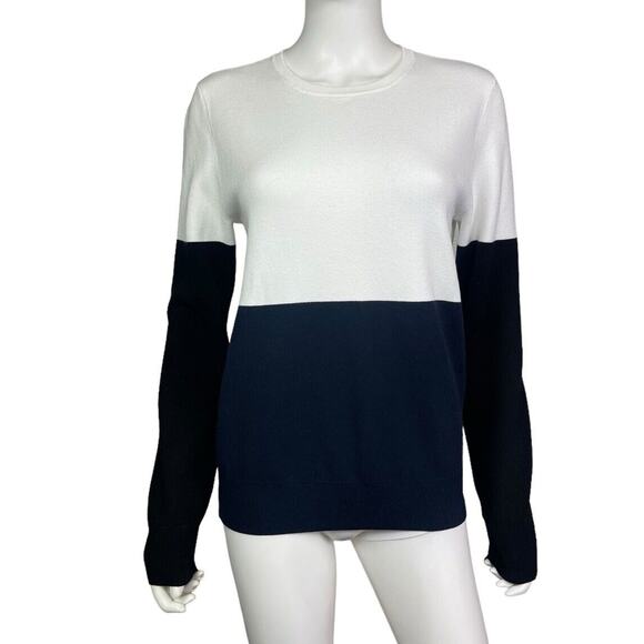 A.L.C. Women's S White/Black/Navy Colorblock Crew Neck Pullover Sweater EUC - Picture 1 of 4